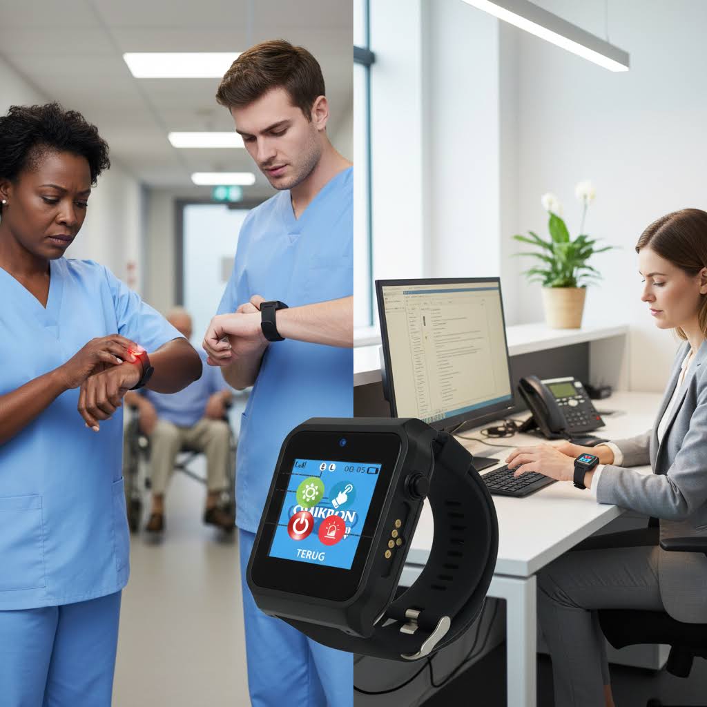 500RX2WAY wearing - Oproepsysteem BHV - Omikron Europe noodoproep zorg kantoor pager noodknop